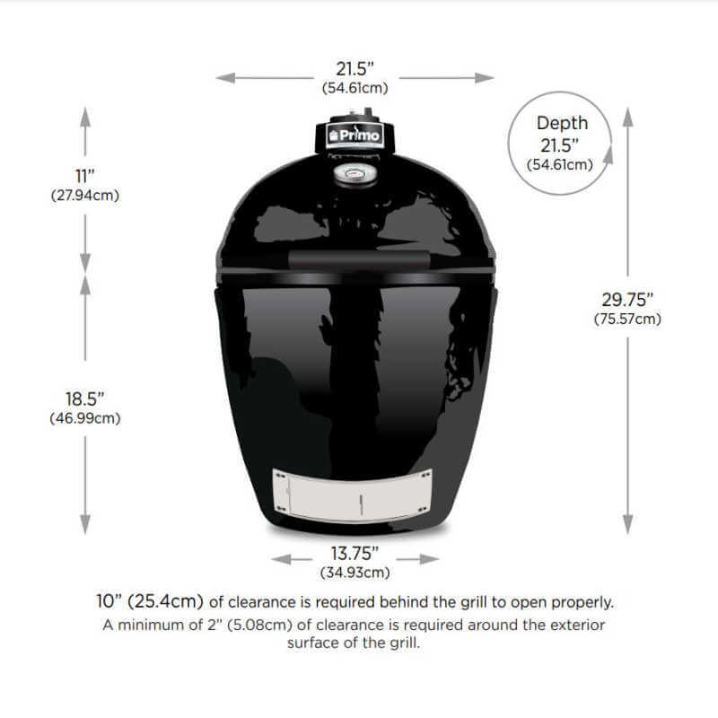 Primo 21.5 Inch Ceramic Kamado Grill Freestanding With Cradle & Side Shelves - PGCRC - view 3