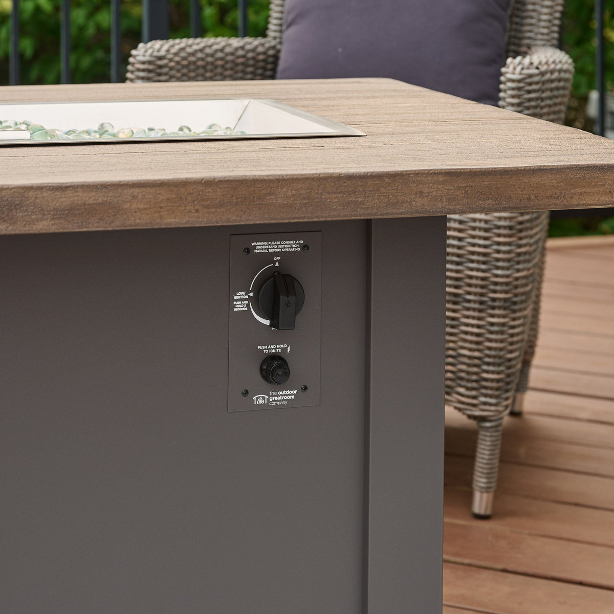 The Outdoor GreatRoom Havenwood Rectangular Gas Fire Pit Table 44" - view 10