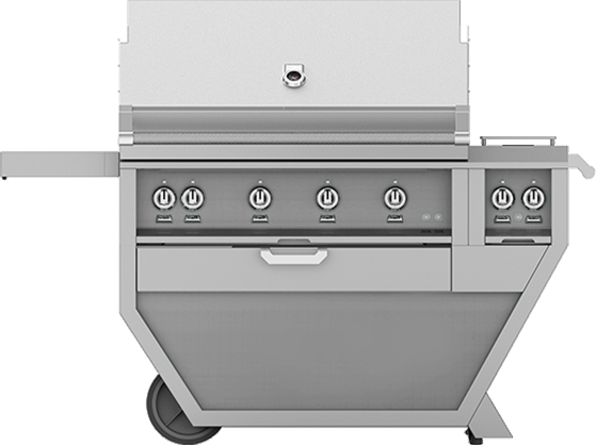 Hestan 42-Inch Propane Gas Grill W/ Sear Burner, Rotisserie & Double Side Burner On Deluxe Cart - GMBR42CX2-LP