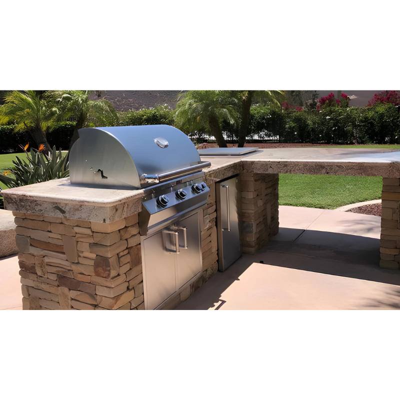 Fire Magic 77" Contemporary Outdoor Kitchen Island with Refrigerator - view 2