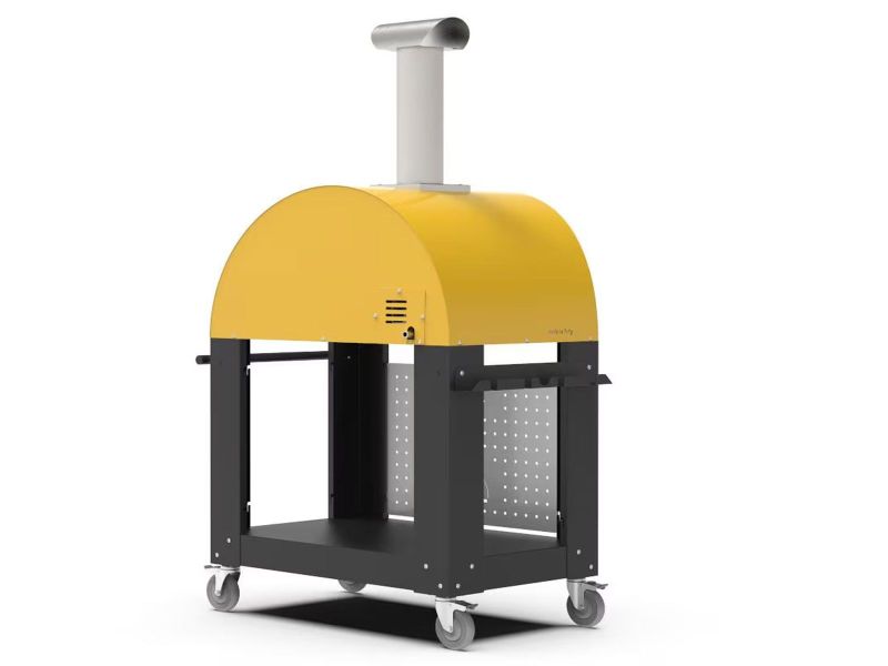 Alfa Moderno 3 Pizze 43-Inch Wood-Fired Pizza Oven on Wrinkle Black Base - Fire Yellow - view 6