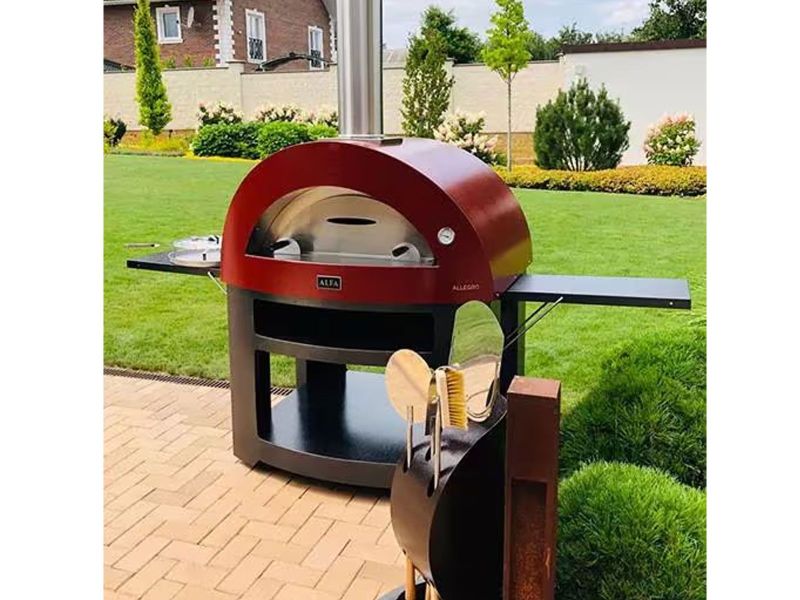 Alfa Moderno 5 Pizze 47-Inch Gas Pizza Oven on Wrinkle Black Base - Ruby Red - view 3