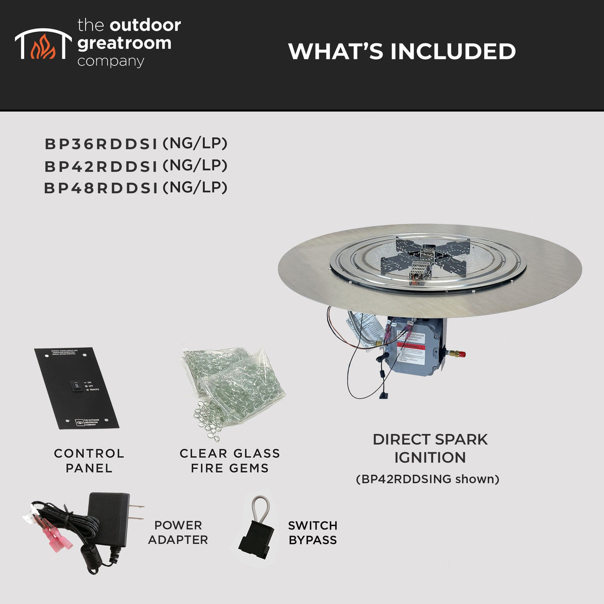 The Outdoor GreatRoom Crystal Fire Plus Round Gas Burner Insert and Plate Kit - view 8