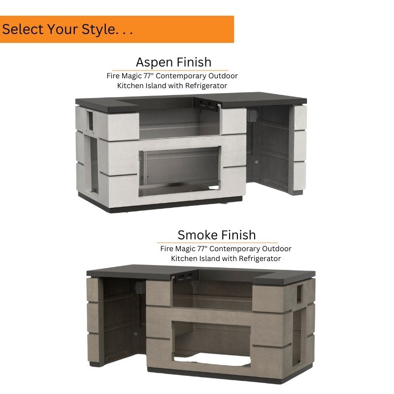 Fire Magic 77" Contemporary Outdoor Kitchen Island with Refrigerator - view 4