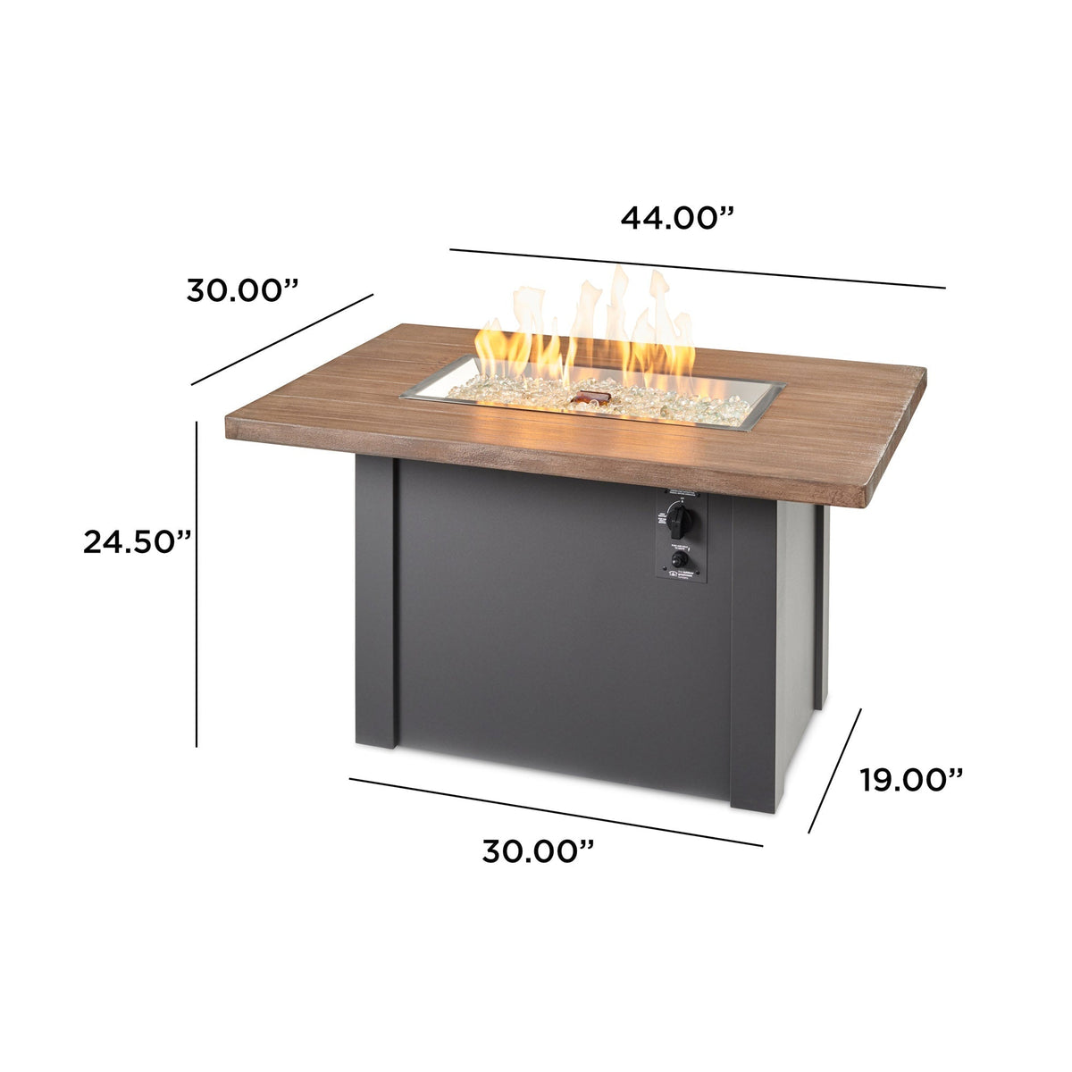 The Outdoor GreatRoom Havenwood Rectangular Gas Fire Pit Table 44" - view 5