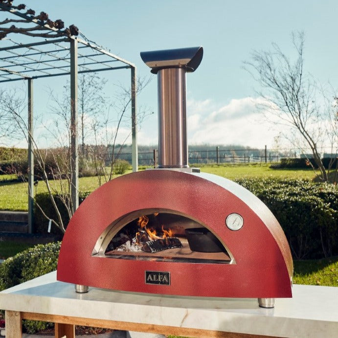 Alfa Moderno 2 Pizze 38-Inch Wood-Fired Pizza Oven - Antique Red