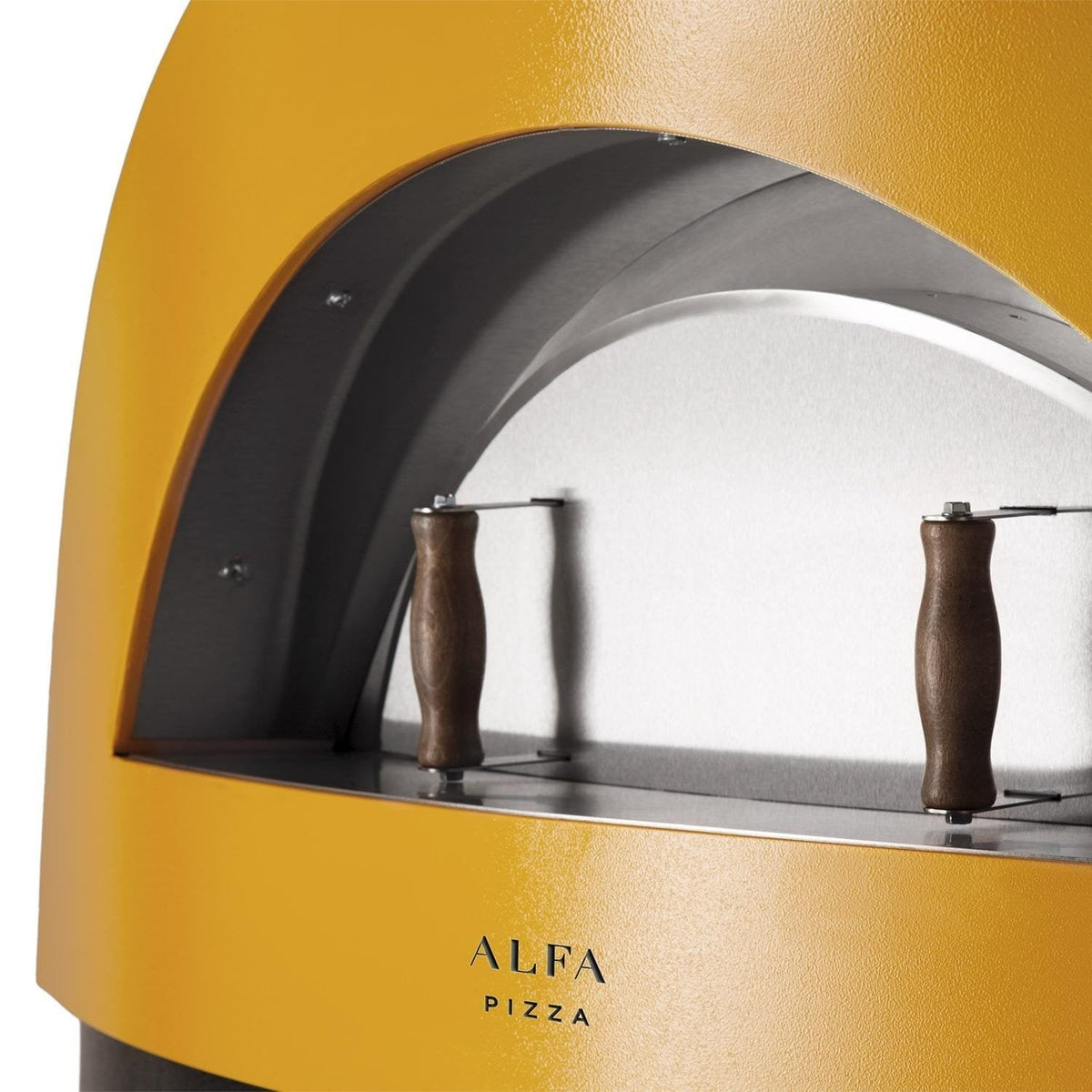 Alfa Moderno 5 Pizze Outdoor Gas Hybrid Pizza Oven with Black Base - Freestanding - Fire Yellow