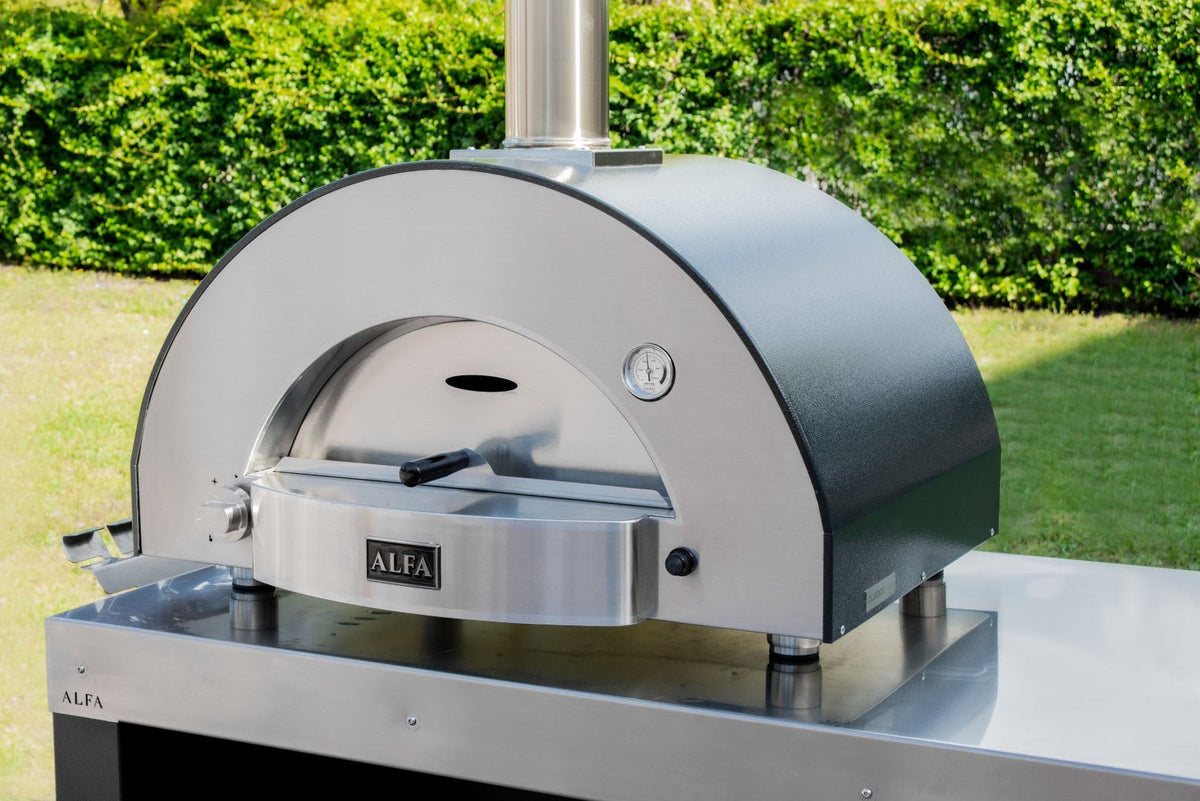 Alfa Classico 2 Pizze Freestanding Gas Ardesia Grey Pizza Oven on Wrinkle Black Cart - view 9