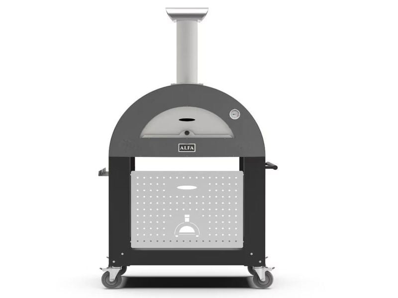 Alfa Moderno 3 Pizze 43-Inch Gas Pizza Oven on Wrinkle Black Oven Base - Anthracite Gray - view 2
