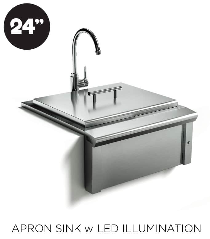 XO 24 Inch Pro-Grade Apron Sink with Hot/Cold Faucet, LED Illumination - view 2