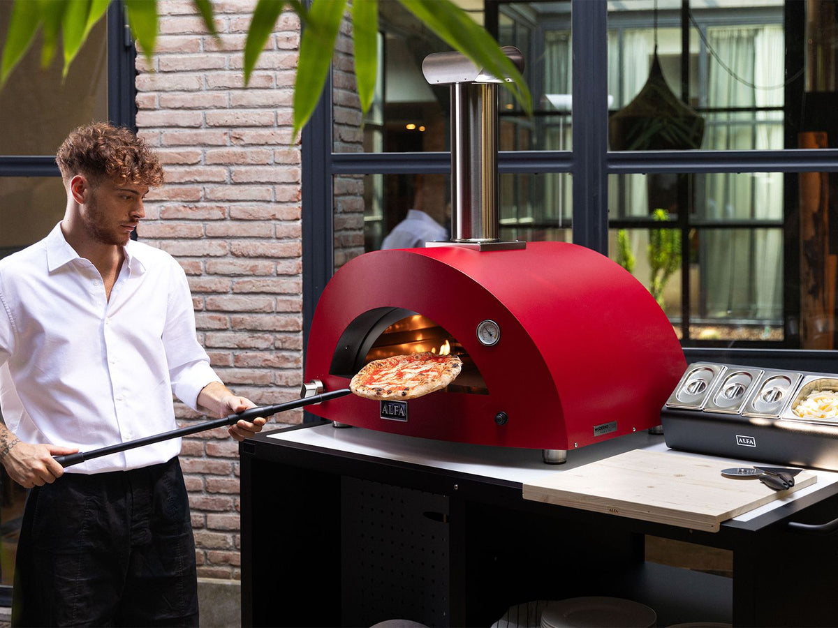 Alfa Moderno 3 Pizze 43-Inch Outdoor Gas Pizza Oven - Ruby Red