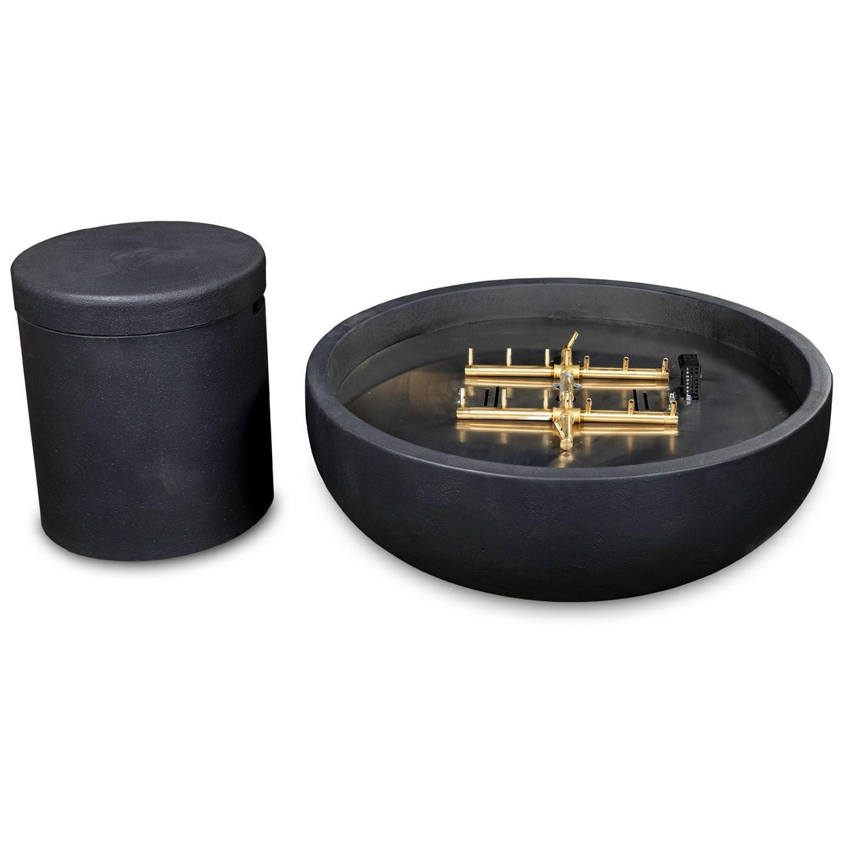 Blaze 38-Inch Round Concrete Propane or Natural Gas Fire Bowl in Phantom - view 4