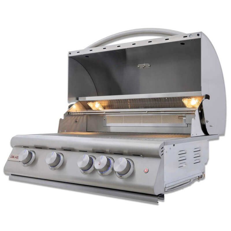 Blaze Premium LTE+ Marine Grade 32 Inch 4-Burner Gas Built In Grill w/ Rear Infrared Burner w/ Lift-Assist Hood