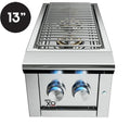 XO 13 Inch Pro-Grade Double Side Burner 24,000 BTU Built-In Gas Burner