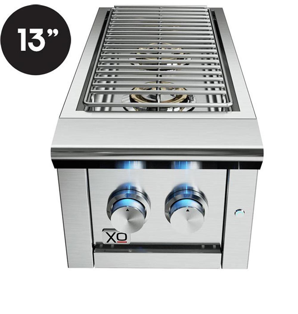 XO 13 Inch Pro-Grade Double Side Burner 24,000 BTU Built-In Gas Burner