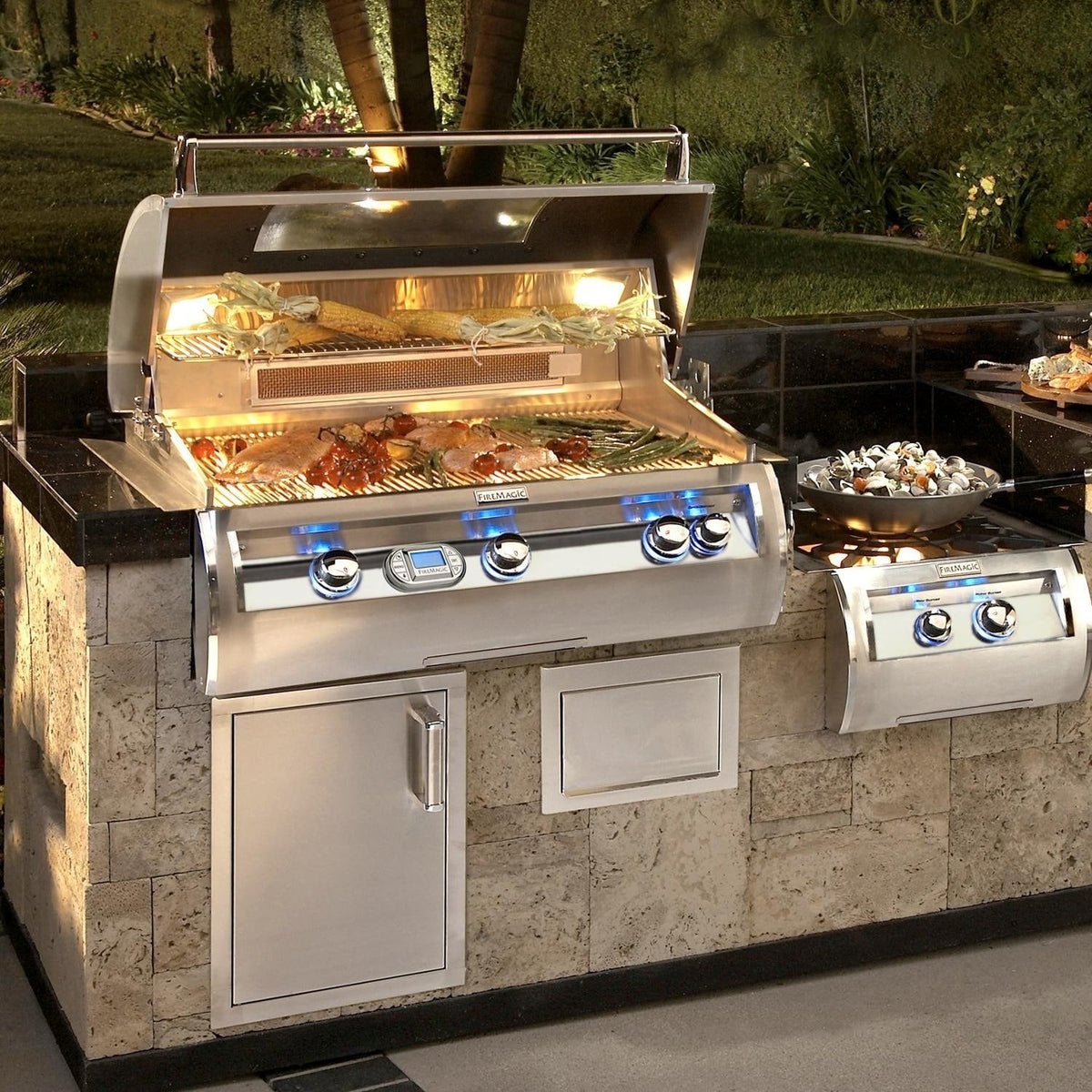 Fire Magic Echelon Diamond E790I 36-Inch Built-In Gas Grill W/ 1 Infrared Burner, Magic View Window, Rotisserie, & Digital Thermometer - E790I-8L1N-W