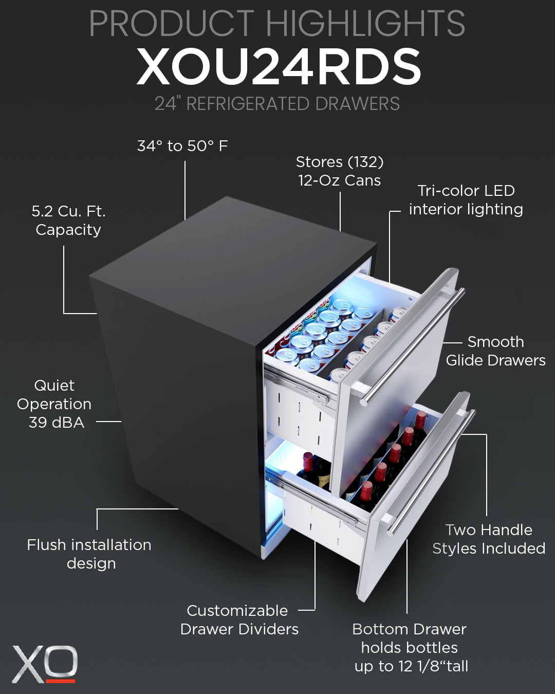 XO Appliance 24" Refrigerated Drawers (XO-XOU24RDS) – view 12