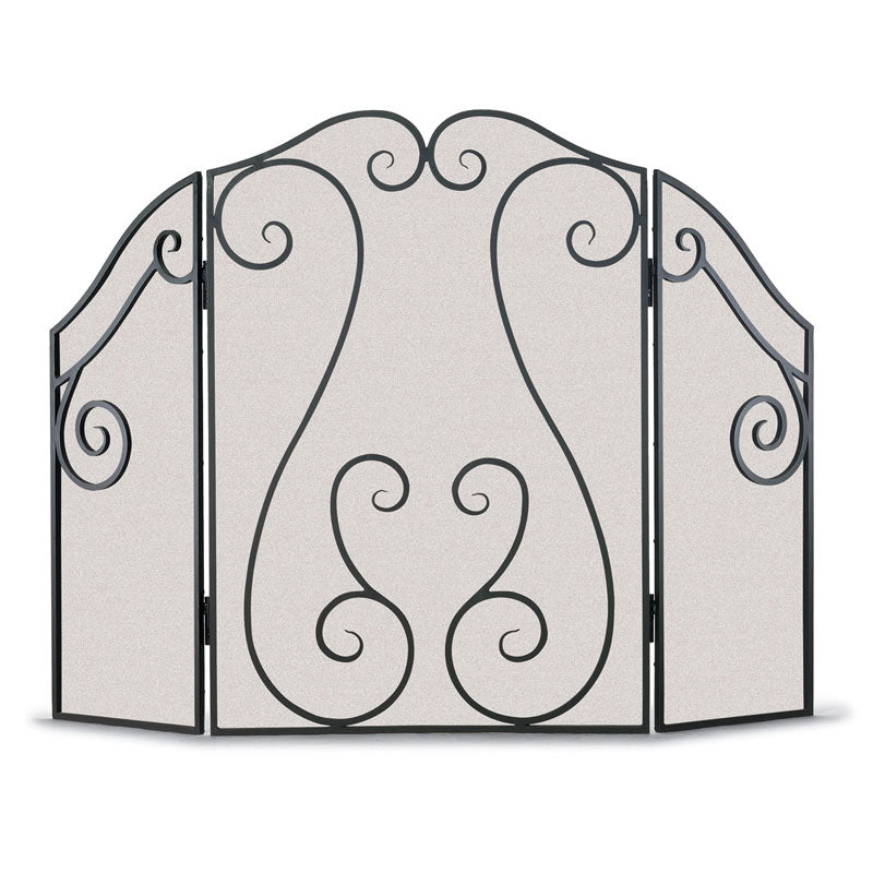 Antique Scroll 3 Panel Folding Screen - Black