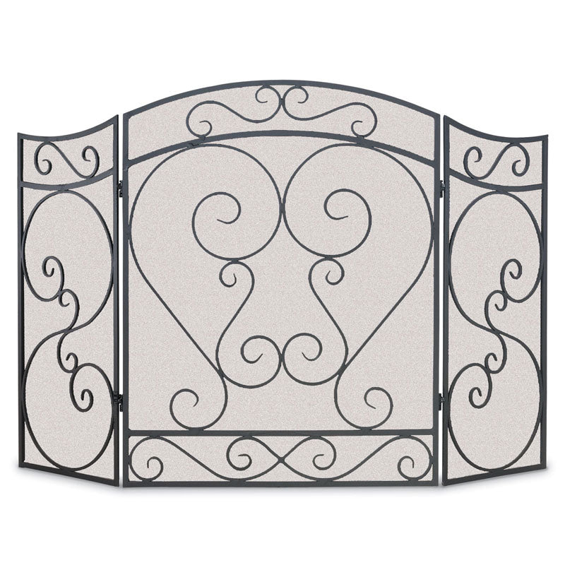 Country Scroll 3 Panel Folding Screen - Black