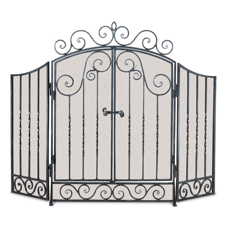 Vienna 3 Panel Screen With Doors - Brushed Bronze