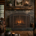 Renaissance 3 Panel Screen With Doors - Brushed Bronze, shown in a room setting