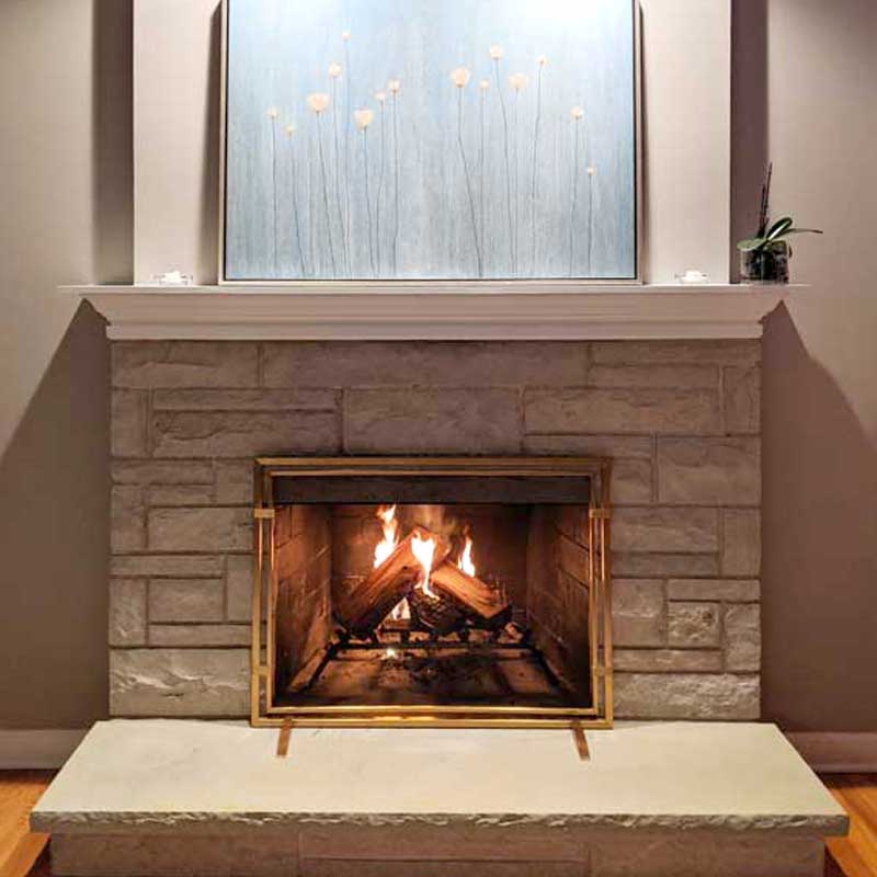 Sinclair Single-Panel Fireplace Screen, shown in a room setting