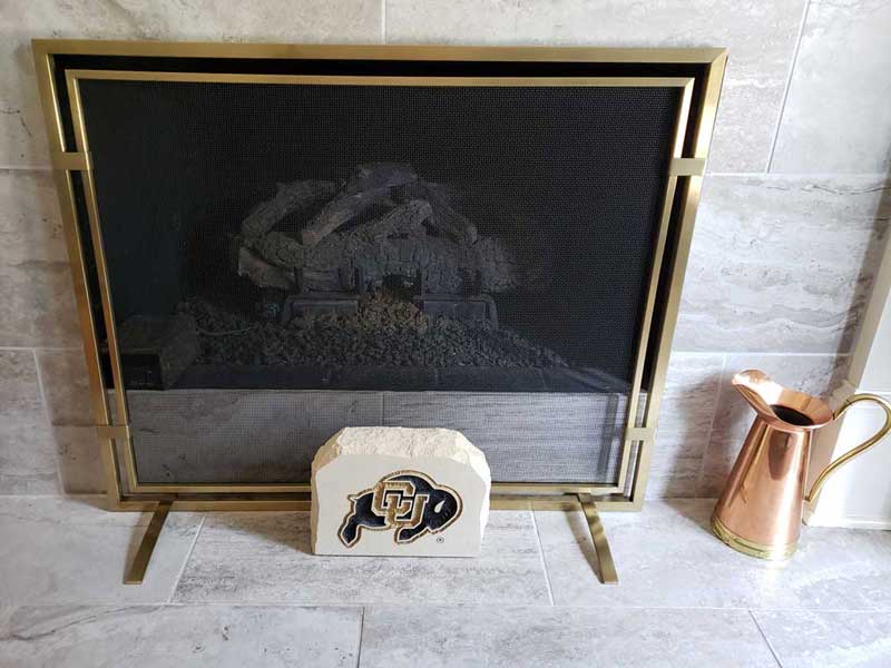 Sinclair Single-Panel Fireplace Screen, shown in a room setting