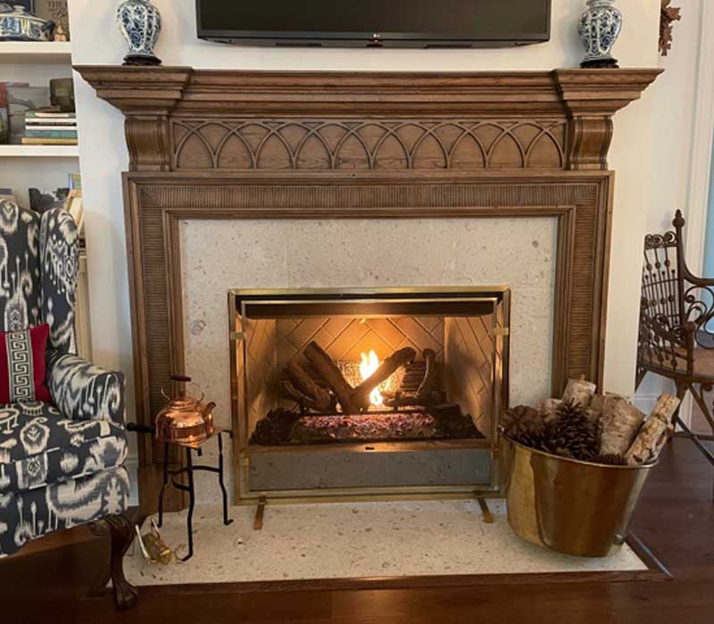 Sinclair Single-Panel Fireplace Screen, shown in a room setting