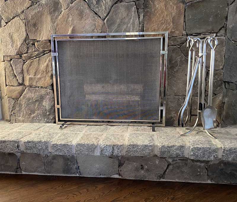 Sinclair Single-Panel Fireplace Screen, shown in a room setting