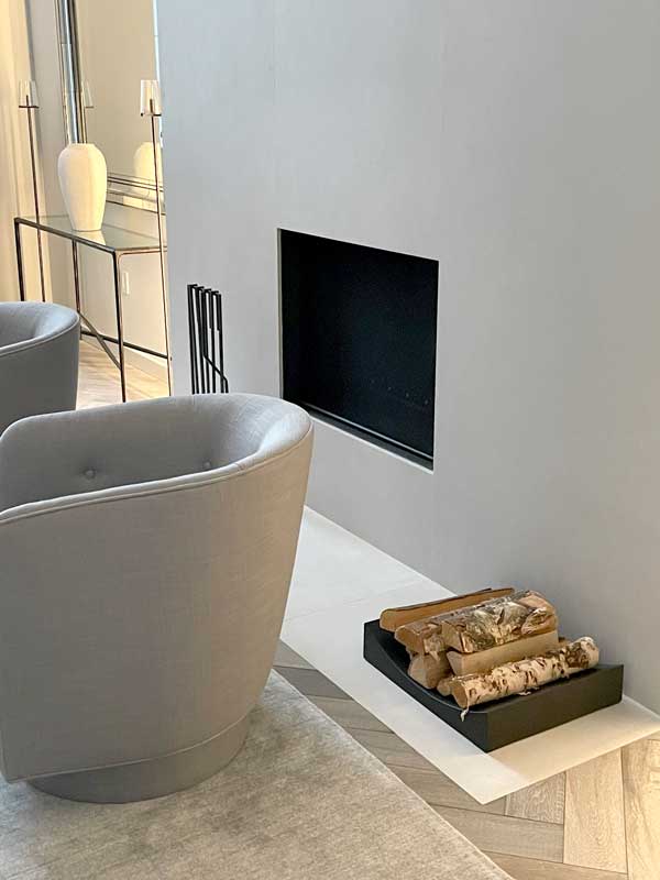 Minimalist Wood Holder, shown in a room setting