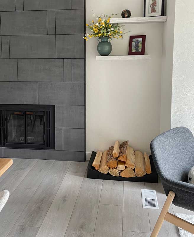 Minimalist Wood Holder, shown in a room setting
