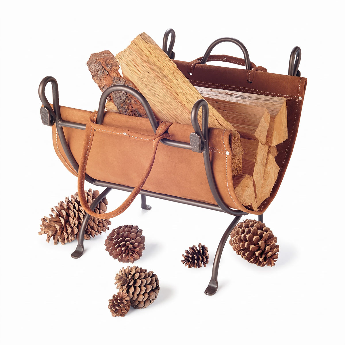 Folding Log Carrier - Burnished Bronze