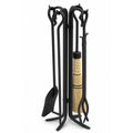 Forged Hearth Tool Set with Corn Broom - Black