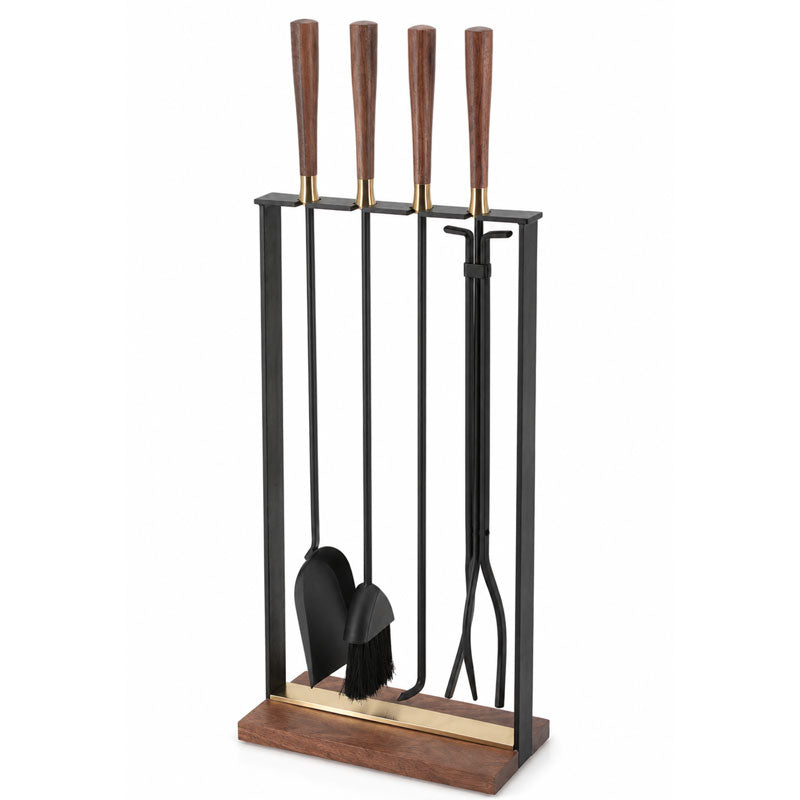 Hampton Walnut Handle Tool Set - Black, Brass