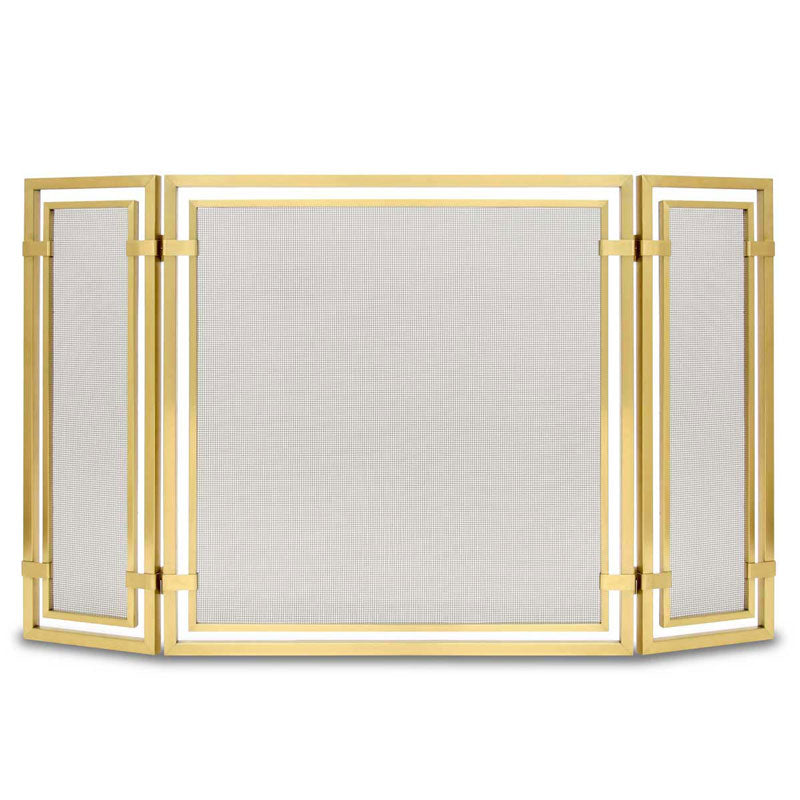 Sinclair Folding Fireplace Screen - Burnished Brass