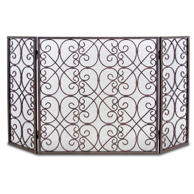 Abington Folding Fireplace Screen - Distressed Bronze