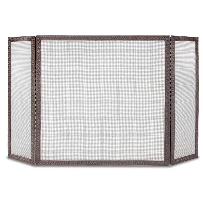 Ballard Embossed Folding Fireplace Screen - Distressed Bronze
