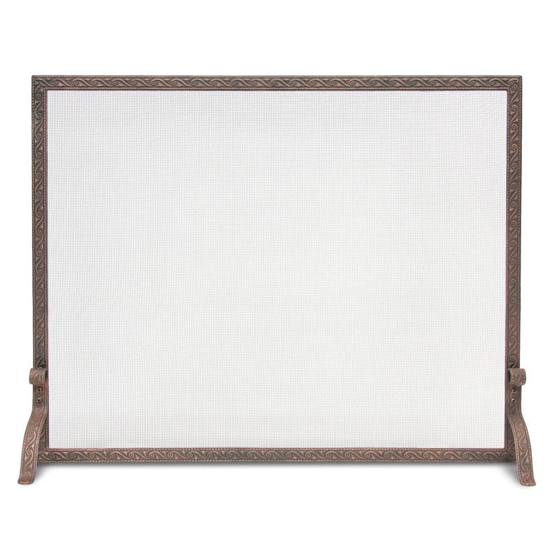 Ballard Embossed Single-Panel Fireplace Screen - Distressed Bronze