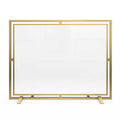 Floating Glass Single-Panel Fireplace Screen - Burnished Brass