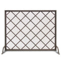 Iron Weave Single-Panel Fireplace Screen - Distressed Bronze