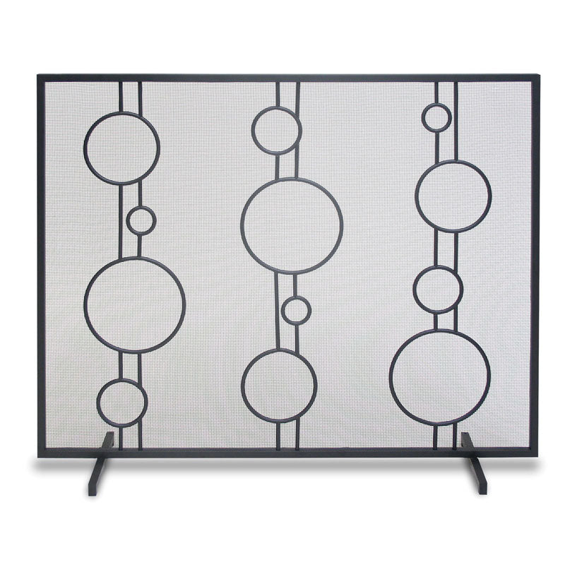 Luna Single-Panel Fireplace Screen - Matte Black