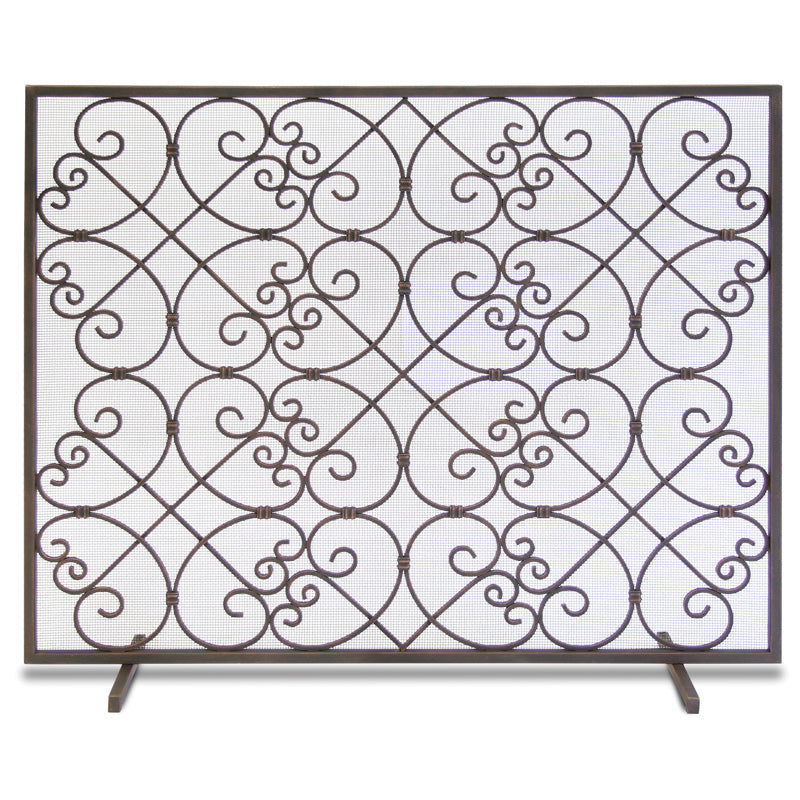 Abington Single-Panel Fireplace Screen - Distressed Bronze