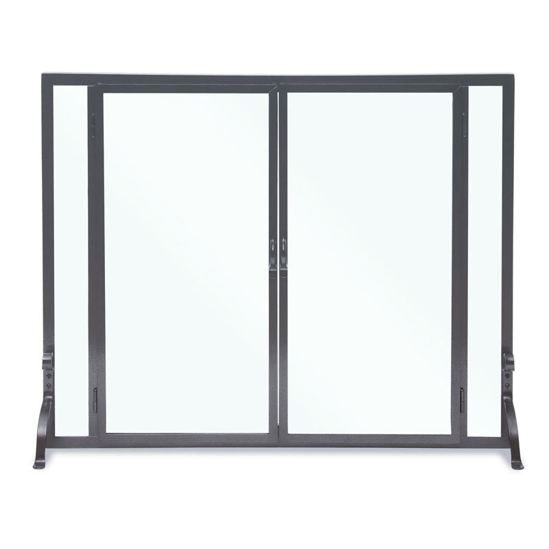 FGND Full Height Door Glass Fireplace Screen With Doors - Black