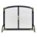 Refined Rivet Mesh Door Fireplace Screen With Doors - Black