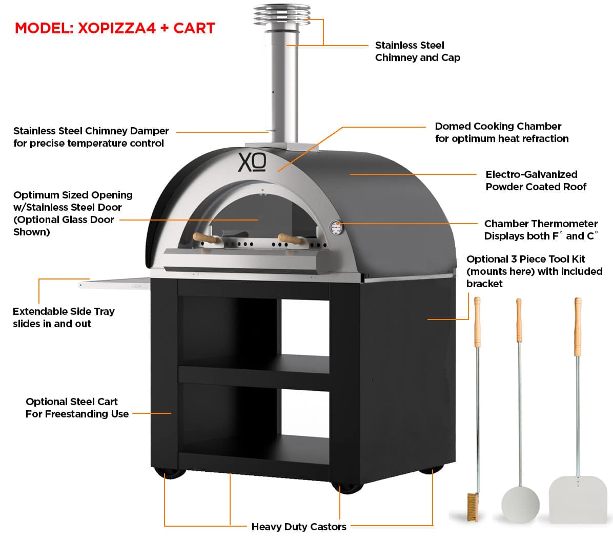 XO Appliance Oven Cart for XOPIZZA4 – view 4